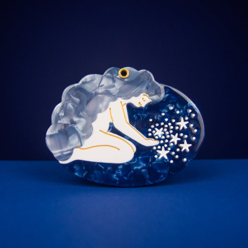 Girl With Stars Pocket Mirror by Lisa Junius