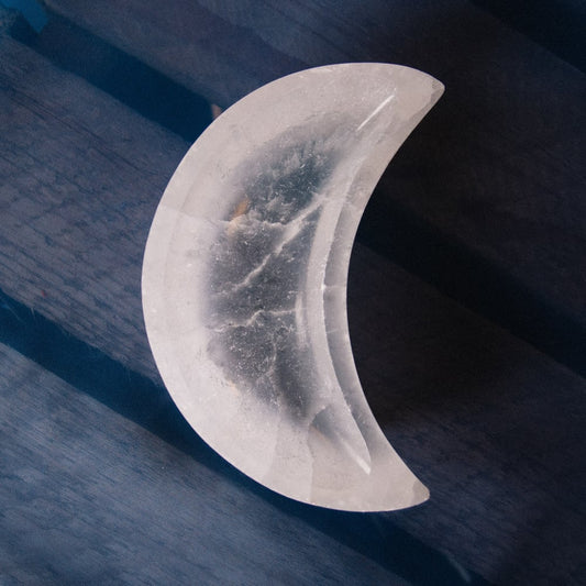 Selenite Moon Crystal Charging Bowl
