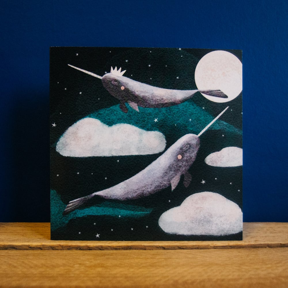 Narwhal & Moon Card by Glitter & Earth