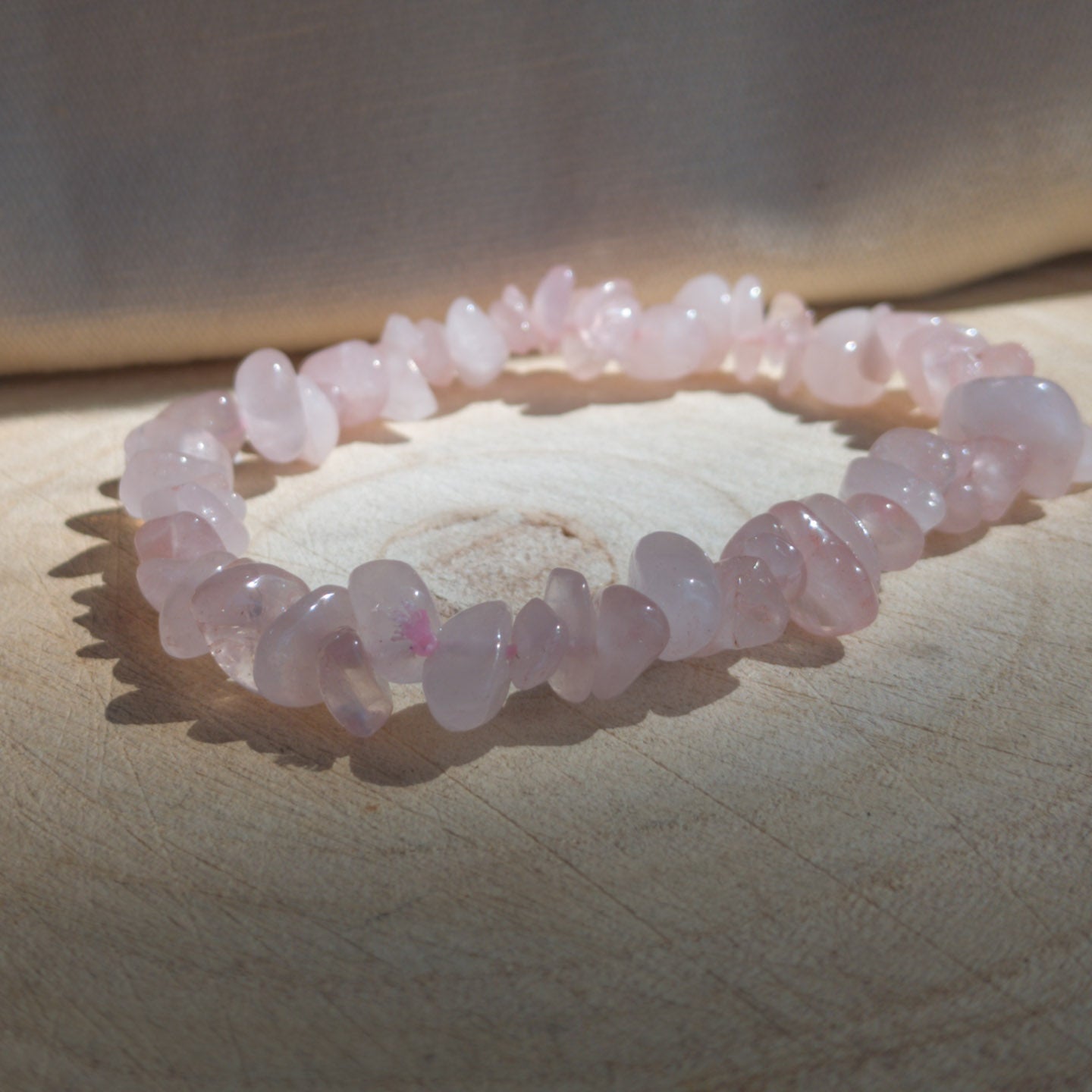Rose Quartz Stone Chip Bracelet - (Libra & Taurus Birthstone)