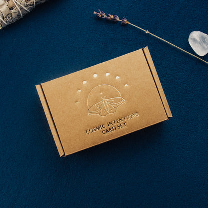 Cosmic Intentions Oracle Card Set on blue background