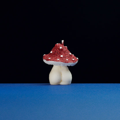 Red Glittery Goddess Mushroom Candle by Interlude Candles