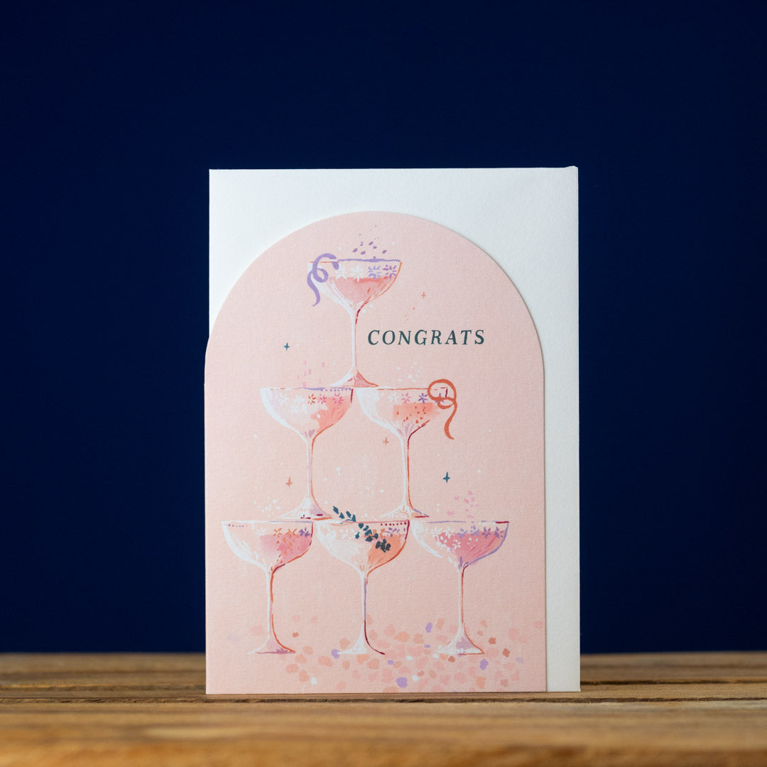 Champagne Congratulations Card - Arch Top by Sister Paper Co.