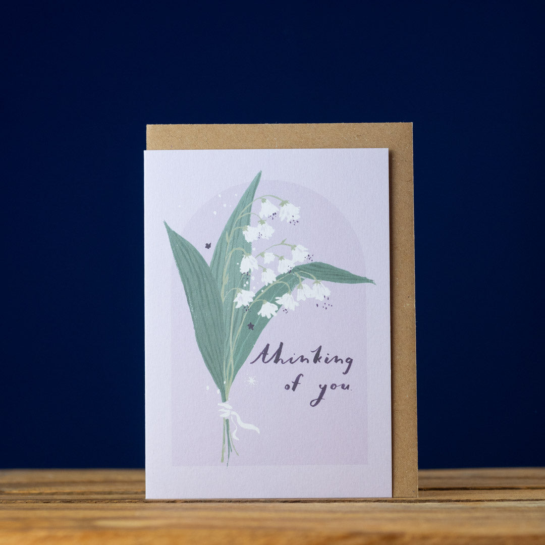Thinking of You Card with Lily of the Valley flowers - Condolence Card