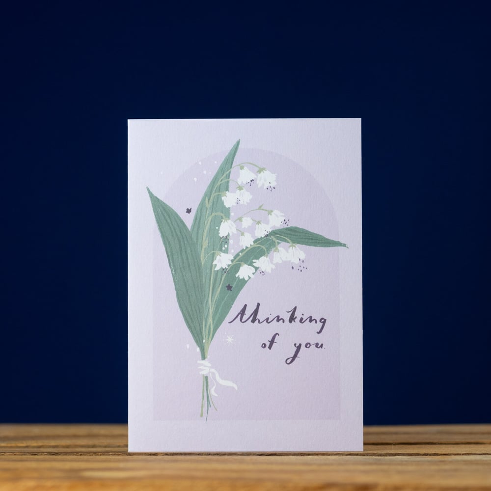 Thinking of You Card with Lily of the Valley flowers - Condolence Card
