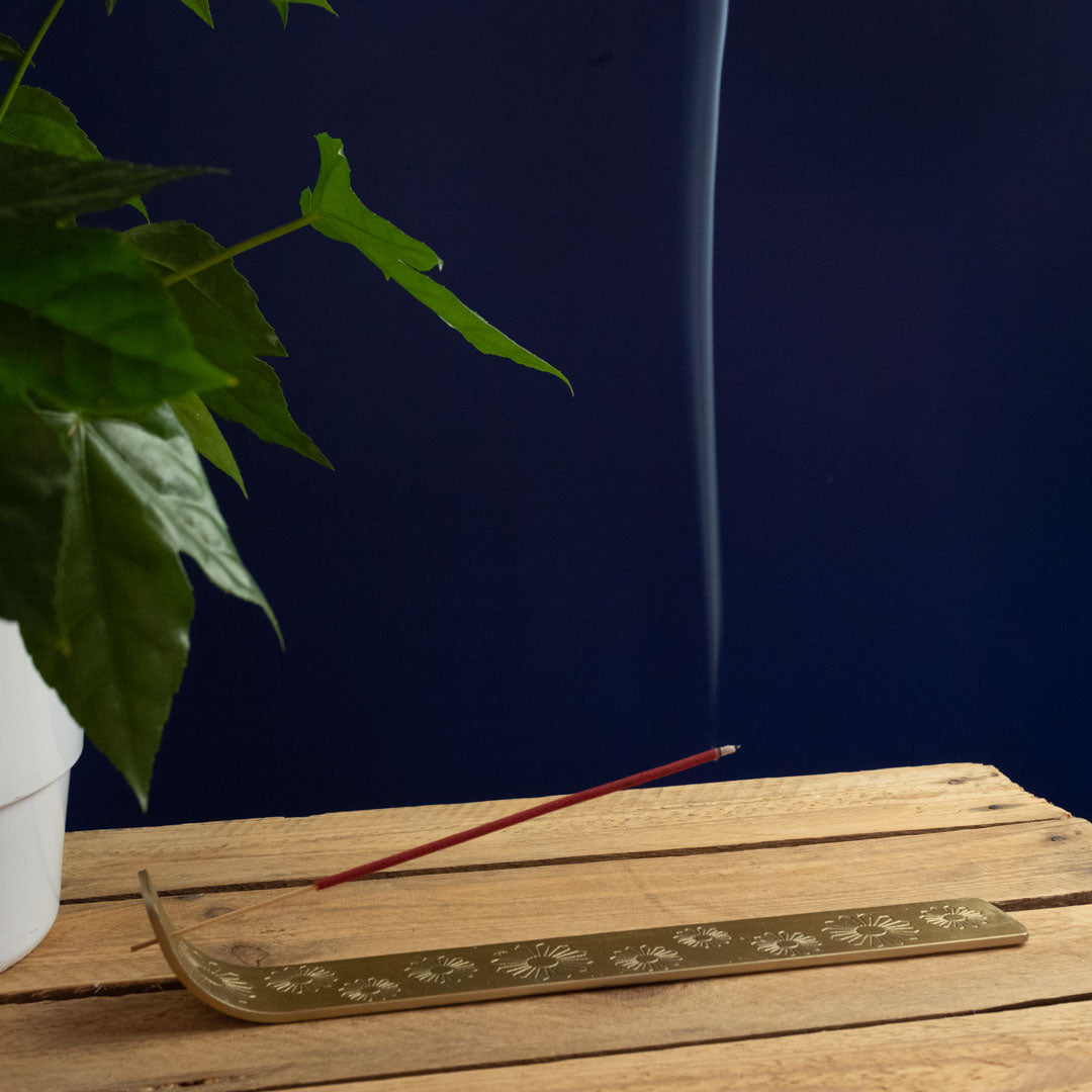 Gold Coloured Incense Holder (Painted Aluminium) by Namaste