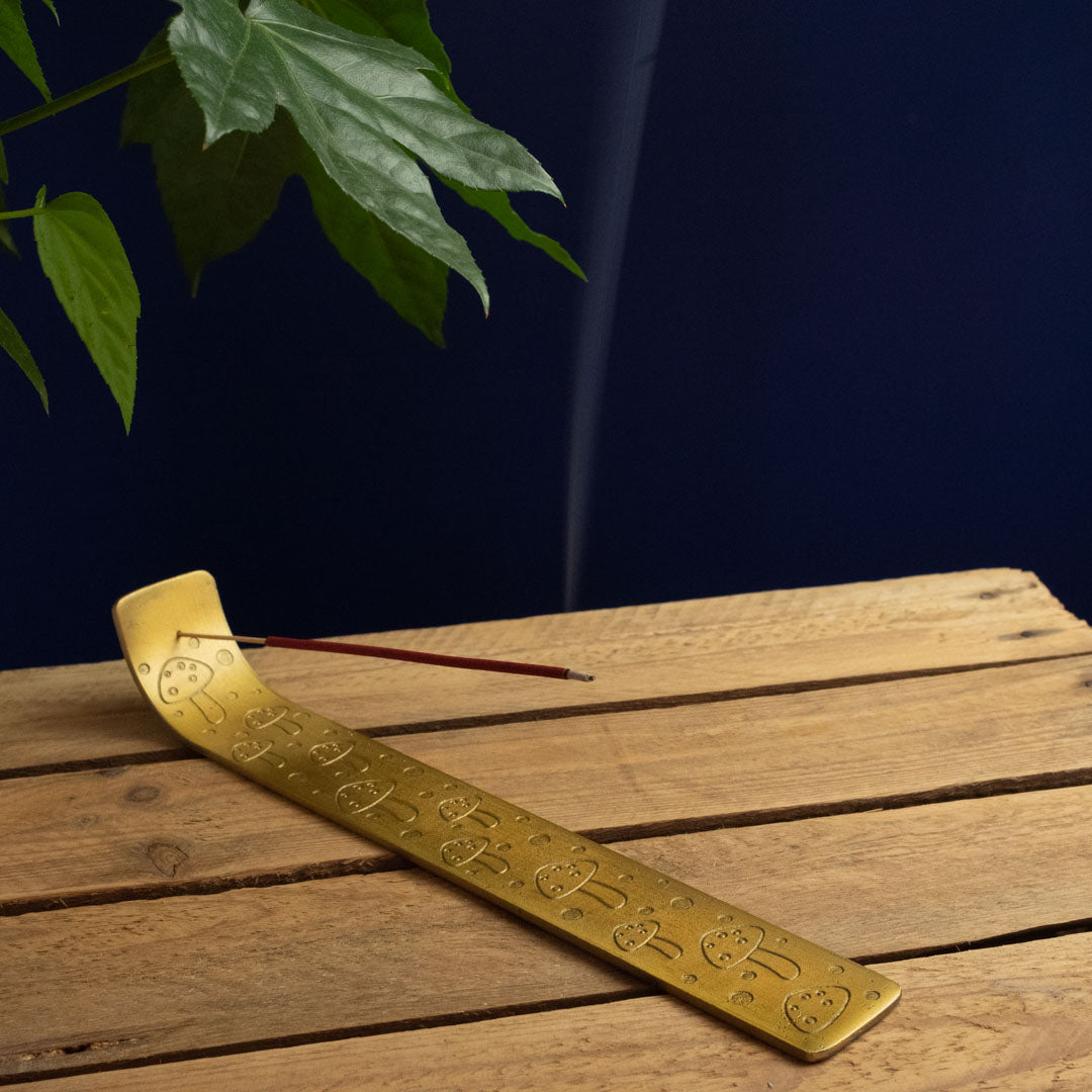 Gold Coloured Incense Holder (Painted Aluminium) by Namaste