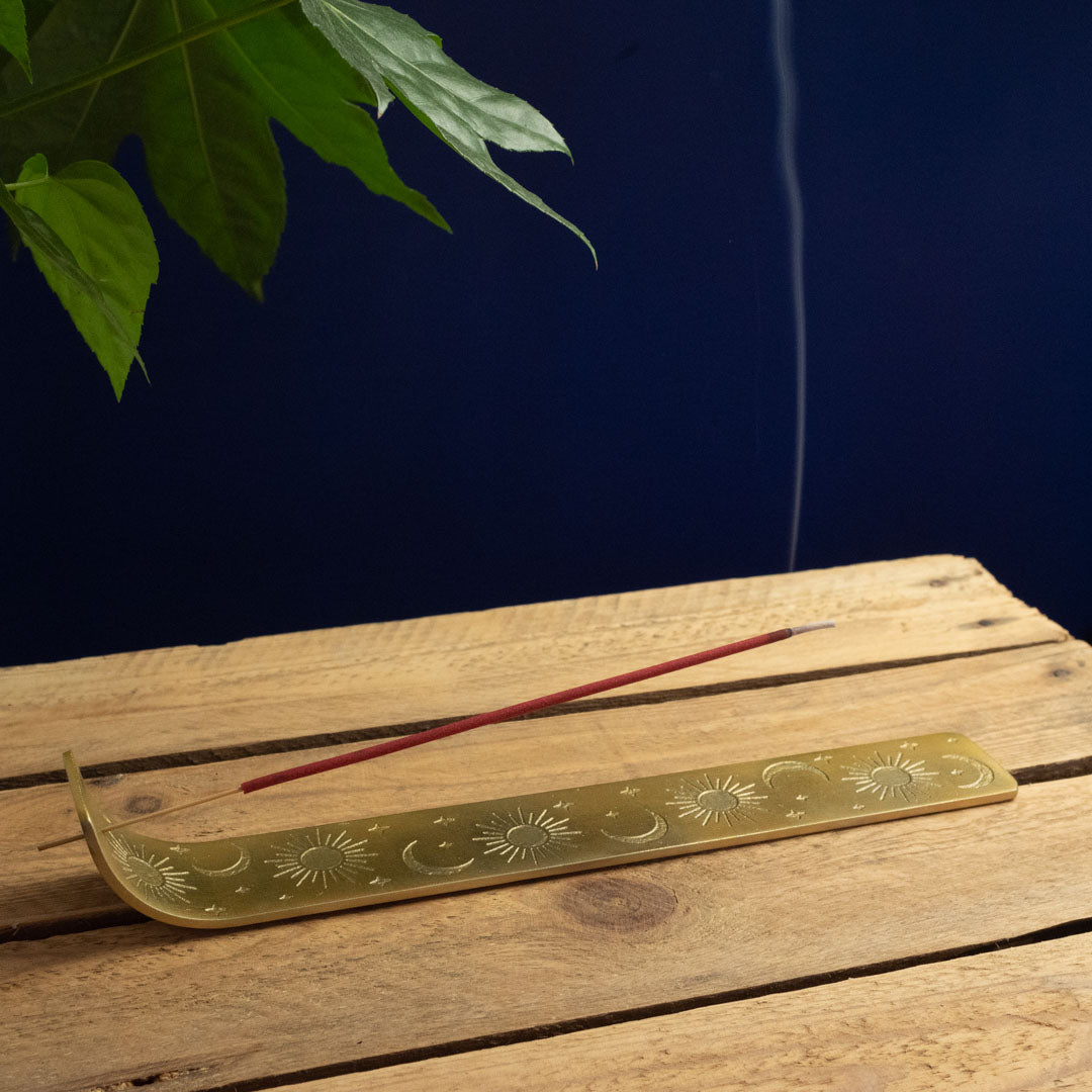 Gold Coloured Incense Holder (Painted Aluminium) by Namaste