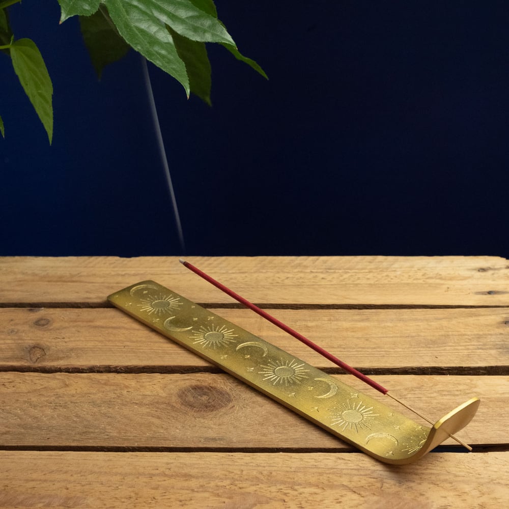 Gold Coloured Incense Holder (Painted Aluminium) by Namaste