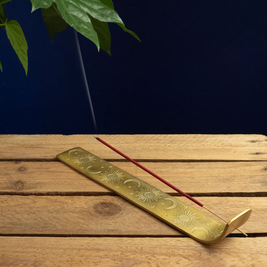 Gold Coloured Incense Holder (Painted Aluminium) by Namaste