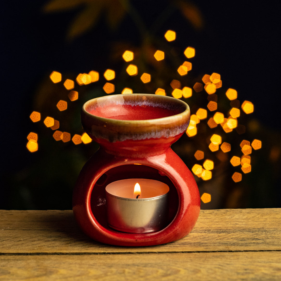 Ceramic Oil Burner with Flower Design by Namaste