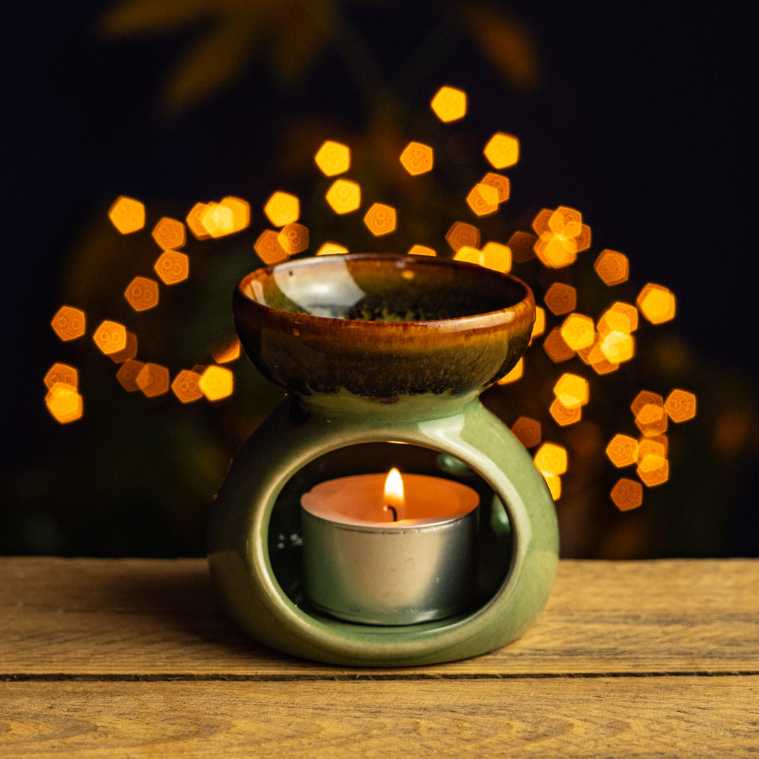 Ceramic Oil Burner with Flower Design by Namaste