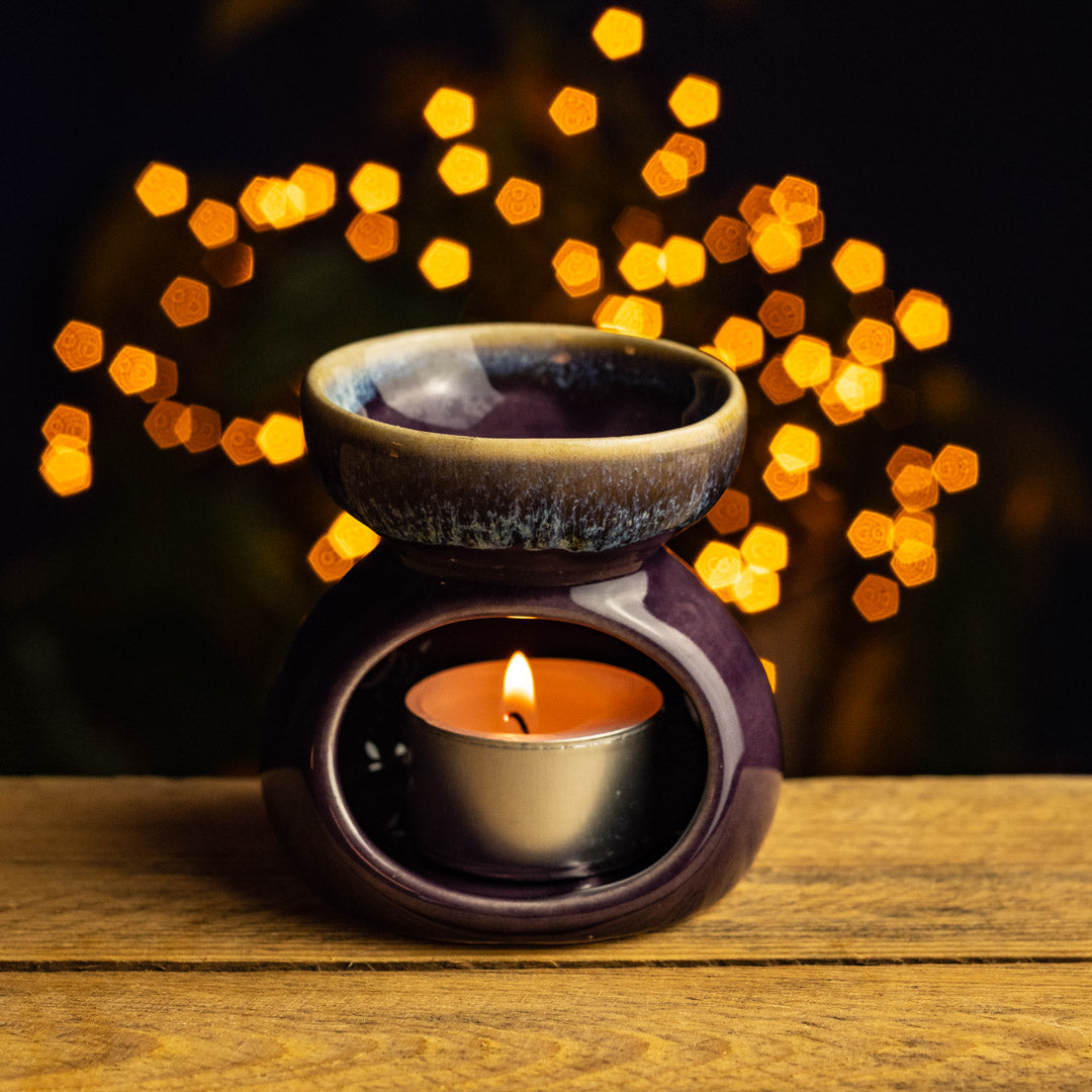 Ceramic Oil Burner with Flower Design by Namaste
