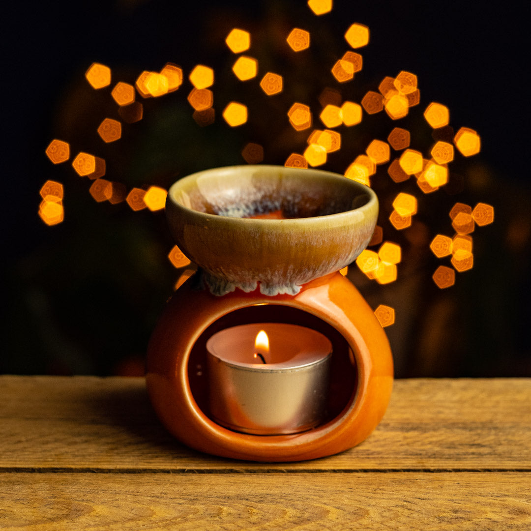 Ceramic Oil Burner with Flower Design by Namaste