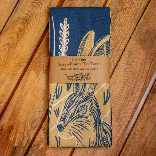 Moonlit Hare Tea Towel by Lily Faith