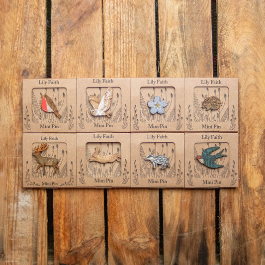 Wooden Animal Brooches by Lily Faith