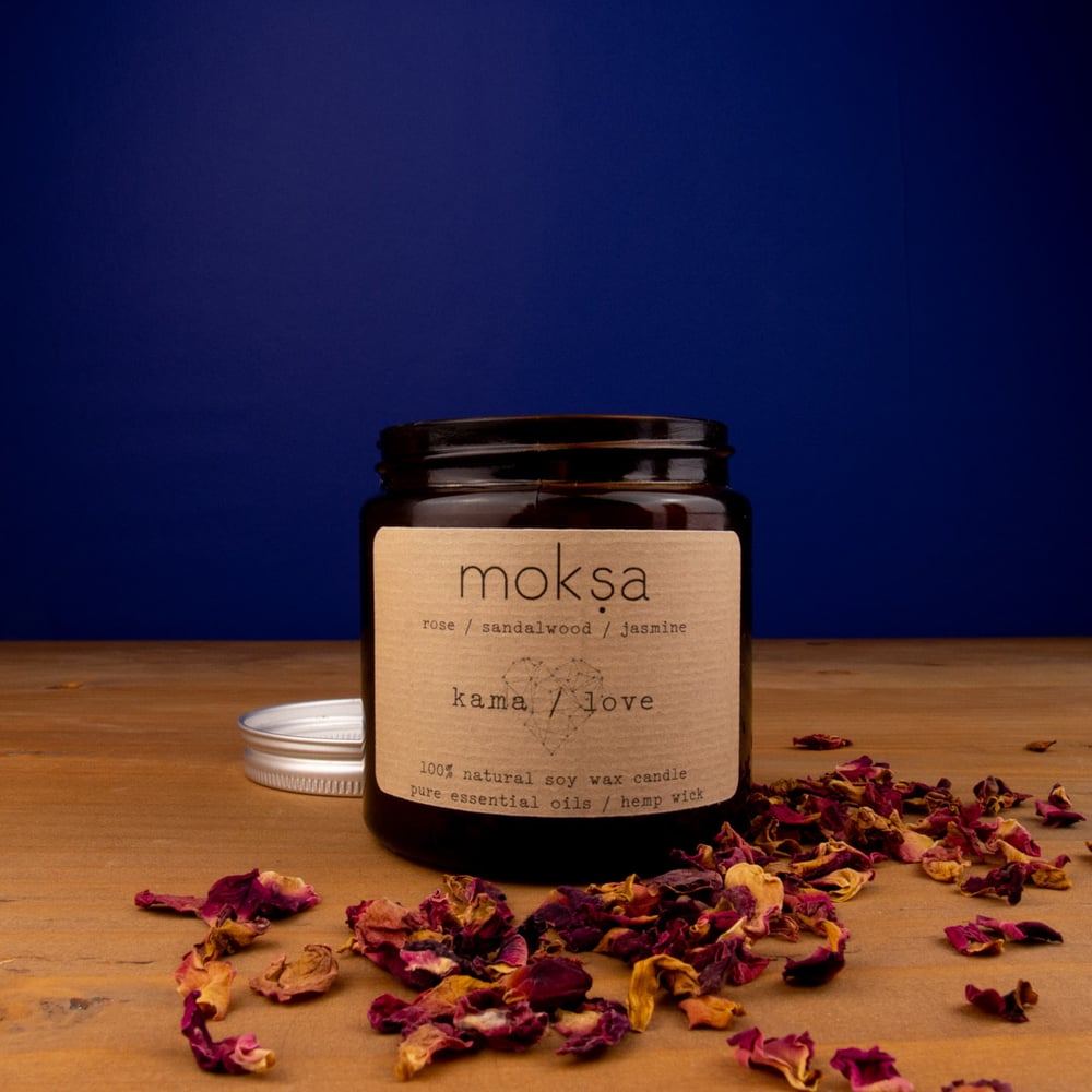 Kama / Love Candle infused with Rose Quartz by Moksa