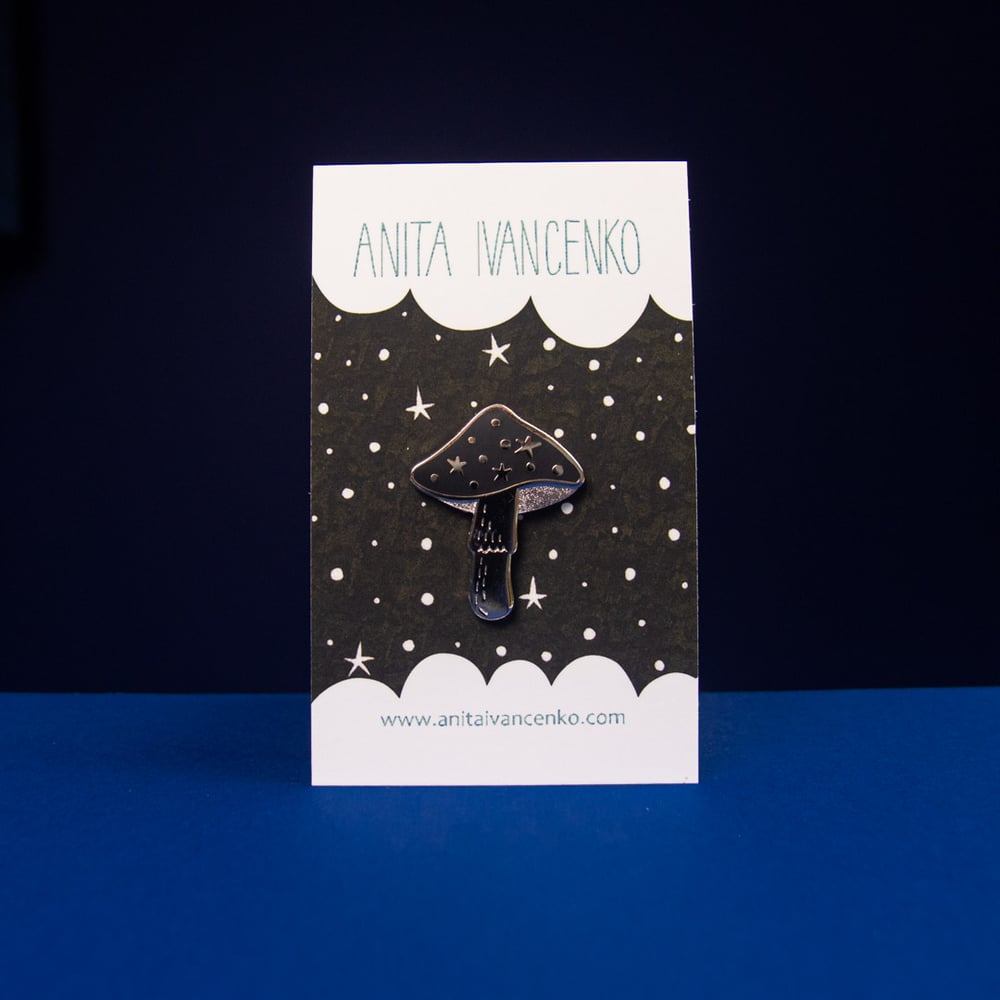 Celestial Mushroom Pin Badge - Toadstool Enamel Pin Badge