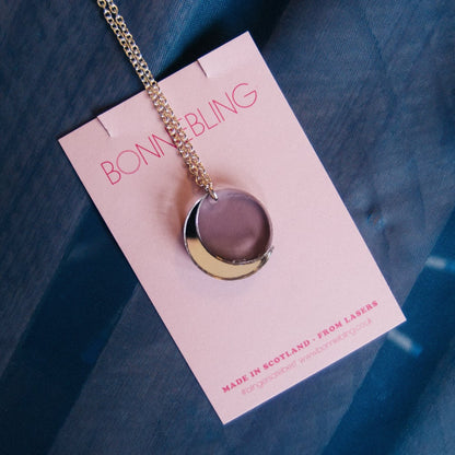 Crescent Moon Lasercut Necklace by Bonnie Bling