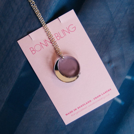 Crescent Moon Lasercut Necklace by Bonnie Bling