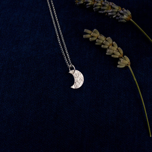 Crescent Moon Silver Necklace by Silver Nutmeg