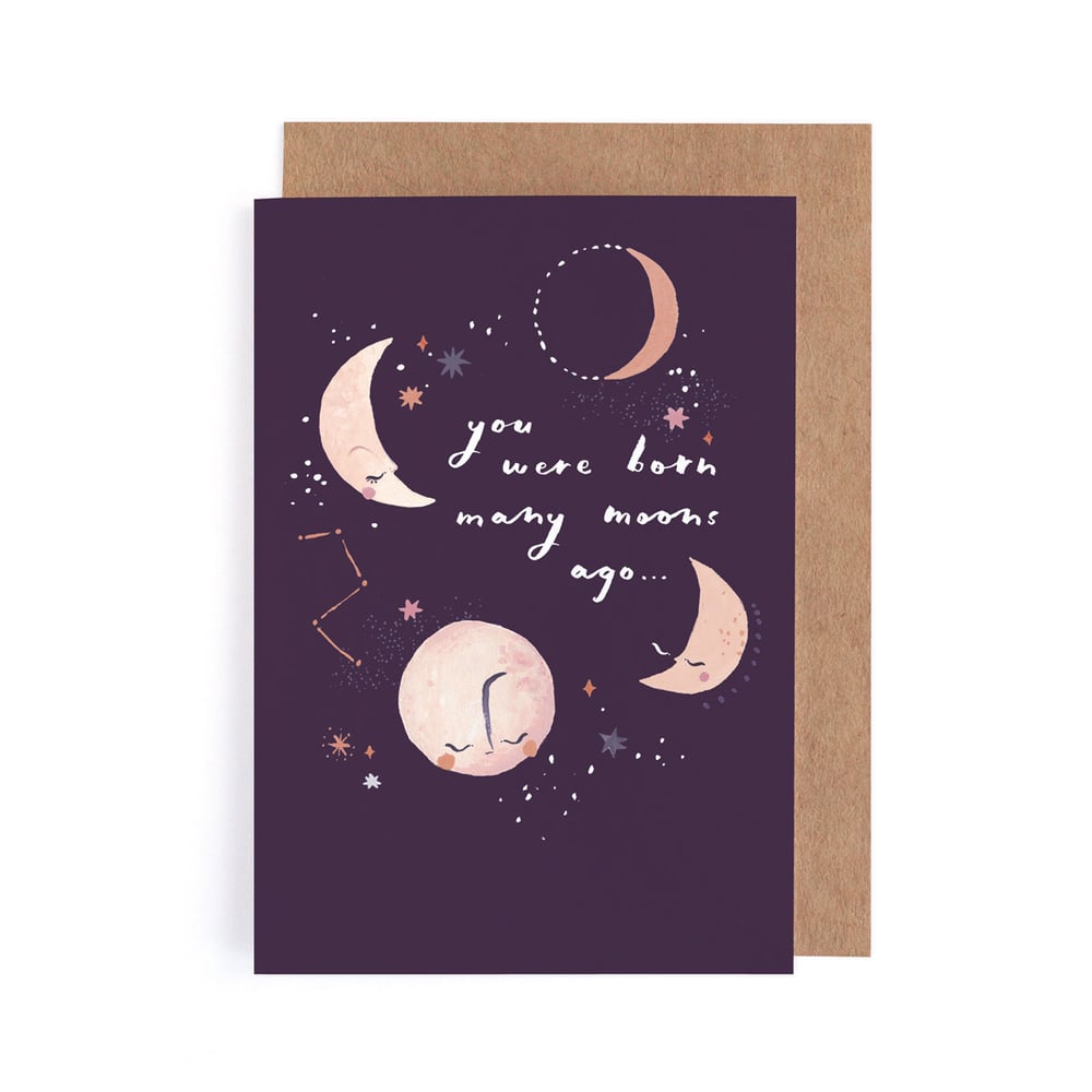 "Many Moons" Moon Birthday Card by Sister Paper Co.