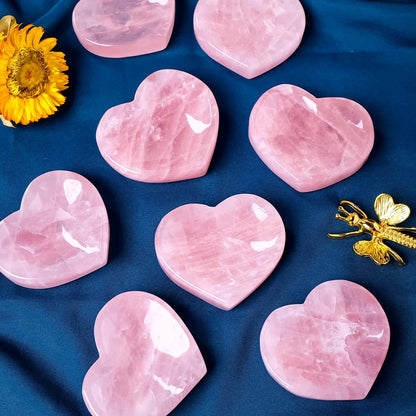 Rose Quartz Carving Crystal Heart Plate