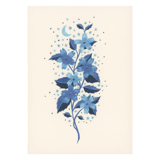 Blue Cosmic Wildflower Greeting Card by Becky Amelia