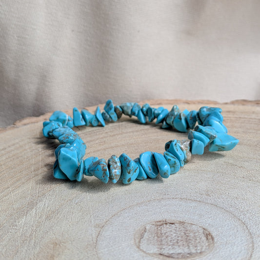 Blue Howlite Stone Chip Bracelet