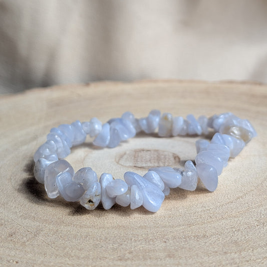 Blue Lace Agate Stone Chip Bracelet