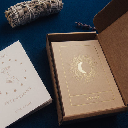 cosmic intentions card set by anna cosma with sage and lavender