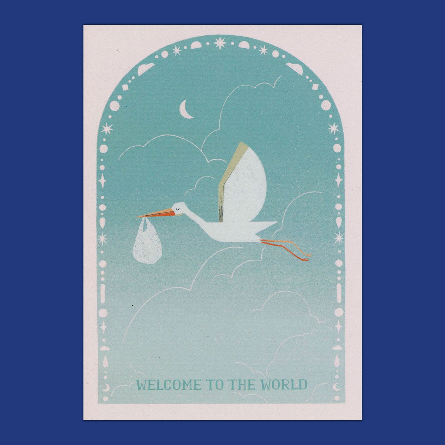 Welcome To The World (Blue) Greeting Card by Lione & Sheikh